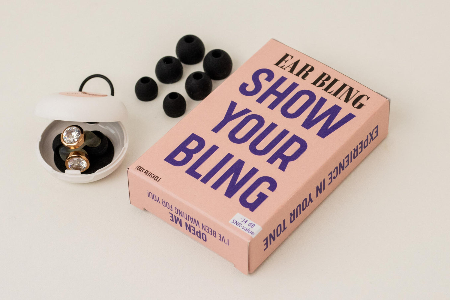 Earbling oordoppen Rose Gold in verpakking